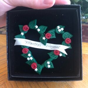 Martha's Vineyard Massachusetts Vine Heart Handmade Clay Holiday Ornament